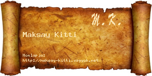 Maksay Kitti névjegykártya